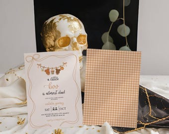 A Little Boo is Almost Due Baby Shower Invitation | Editable Little Boo Almost Due Evite | Printable & Digital Minimal Halloween Baby Shower