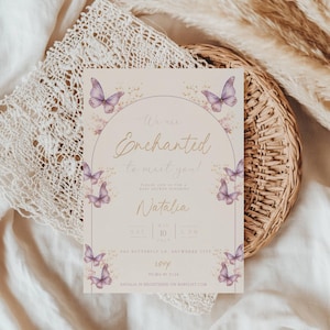 Editable Enchanted to Meet You Baby Shower Invitation | Butterfly Baby Shower | Printable & Digital Butterfly Invitation | Baby Shower Evite