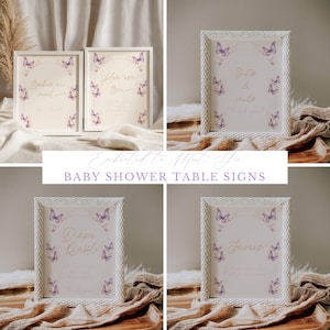 Butterfly Baby Shower Table Signs: Editable Enchanted to Meet You Baby Shower Theme (Printable & Digital)