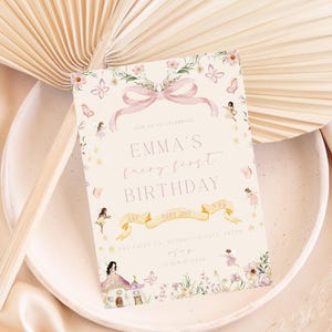 Fairy First Birthday Invitation | Editable Fairy First Birthday Evite | Printable & Digital Fairy Birthday | Whimsical Birthday Invitation