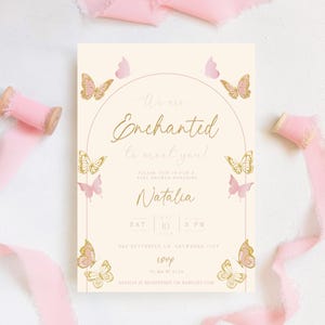 Enchanted to Meet You Baby Shower Invitation | We&#39;re Enchanted to Meet You Butterfly Baby Shower Evite | Printable & Digital Butterfly Theme