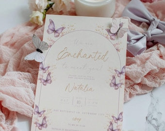 Enchanted to Meet You Baby Shower Invitation | We&#39;re Enchanted to Meet You Butterfly Baby Shower Evite | Printable & Digital Butterfly Theme