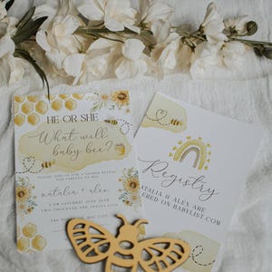 Baby Bee Gender Reveal Invitation: Editable What will Baby Bee Baby Shower Printable and Digital Evite