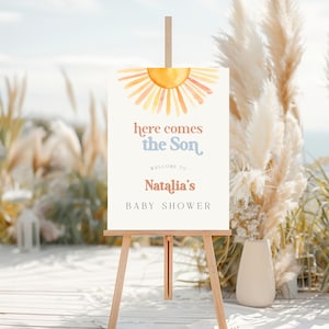 Here Comes the Son Baby Shower Welcome Sign | Here Comes the Son Baby Shower Sign | Printable & Digital Here Comes the Son Baby Shower Sign