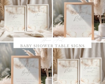 Heaven Sent Baby Shower Table Signs: Editable Heaven Sent Baby Shower Table Signs Bundle, Cloud Baby Shower Signs (Digital Download)