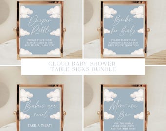 Cloud Baby Shower Table Signs Bundle: Blue Theme (Printable & Digital)
