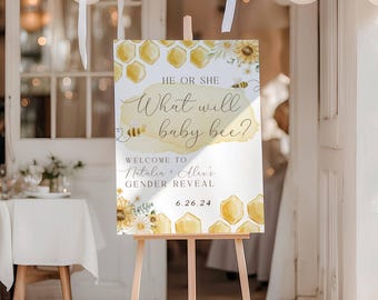 What will Baby Bee Gender Reveal Welcome Sign | Editable What Will Baby Bee Baby Gender Reveal Welcome Sign (Digital and Printable)