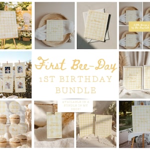 First Bee Day Invitation | Editable First Bee Day 1st Birthday Evite, Whimsy Bee First Birthday Invitation, Little Honey Turns One Birthday image 3