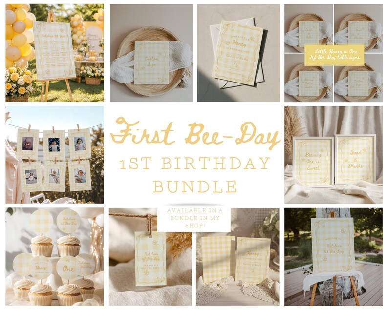 First Bee Day Invitation | Editable First Bee Day 1st Birthday Evite, Whimsy Bee First Birthday Invitation, Little Honey Turns One Birthday image 3