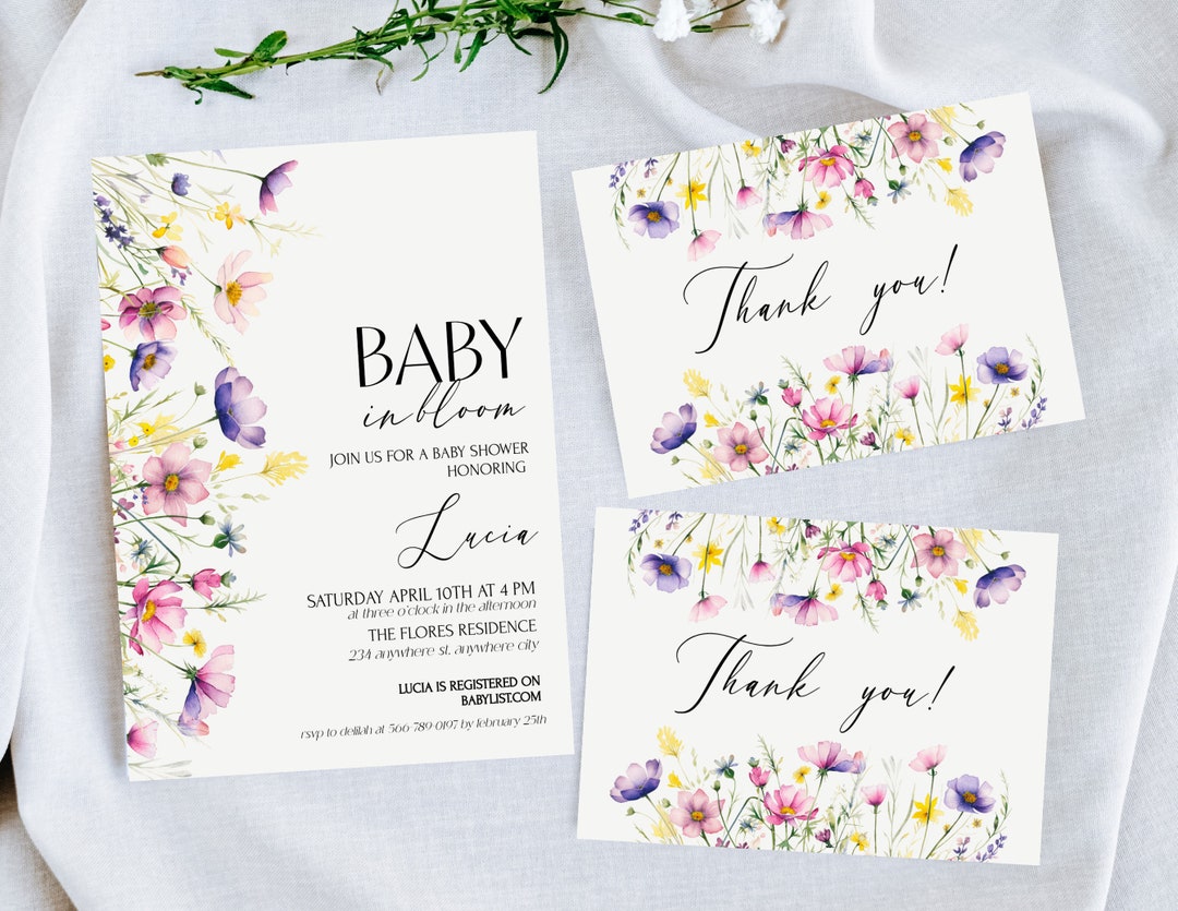 Baby in Bloom Invitation Baby Shower Editable Invitation Template - Etsy UK