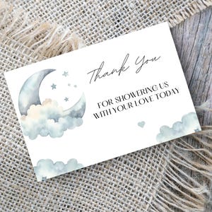 Te amamos hasta la luna y de regreso Baby Shower Tarjeta de agradecimiento / Editable Estamos sobre la luna Baby Shower Tarjeta de agradecimiento / Baby Shower estrellado