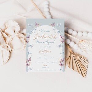 Enchanted to Meet You Baby Shower Invitation | We&#39;re Enchanted to Meet You Butterfly Baby Shower Evite | Printable & Digital Butterfly Theme