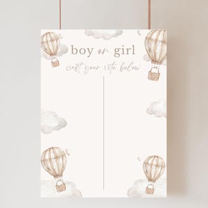 Hot Air Balloon Gender Reveal Vote Board: Up In the Air Theme (Digital & Printable)