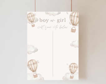 Up In the Air Gender Reveal Vote Board | Editable Up in the Air Gender Reveal Evite | Printable & Digital Hot Air Balloon Gender Reveal