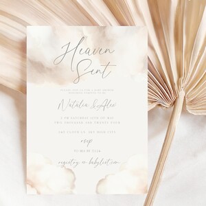Heaven Sent Baby Shower Bundle Editable Heaven Sent Baby Shower Evite ...