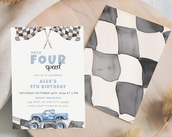Need 4 Speed Monster Truck Birthday Invitation (Digital & Printable)