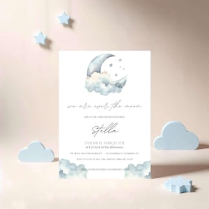 We zijn dolgelukkig babyshoweruitnodiging | Bewerkbaar: we zijn dolgelukkig baby showeruitnodiging | Babyshower met sterrenhemel | Celestial