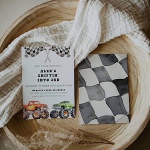 Monster Truck 3rd Birthday Invitation | Editable 3rd Birthday Monster Truck Invite | Digital & Printable Monster Jam 3rd Birthday Evite