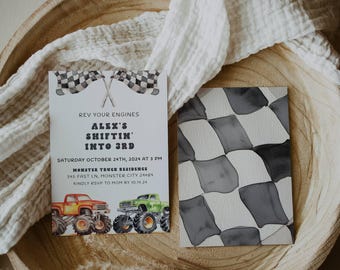 Monster Truck 3rd Birthday Invitation | Editable 3rd Birthday Monster Truck Invite | Digital & Printable Monster Jam 3rd Birthday Evite