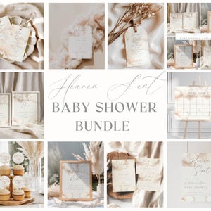 Pacchetto Baby Shower Heaven Sent: tema modificabile per Baby Shower a tema nuvola (digitale e stampabile) immagine 1