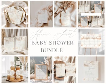 Heaven Sent Baby Shower Bundle: Editable Cloud Baby Shower Theme (Digital and Printable)