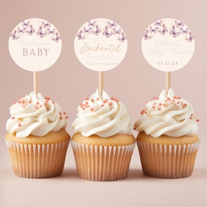 Enchanted to Meet You Baby Shower Cupcake Toppers | We're Enchanted to Meet You Butterfly Baby Shower | Printable & Digital Butterfly Theme