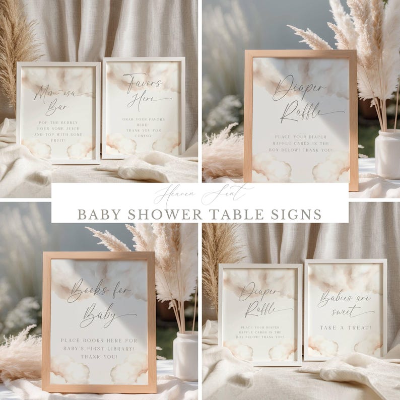 Pacchetto Baby Shower Heaven Sent: tema modificabile per Baby Shower a tema nuvola (digitale e stampabile) immagine 4