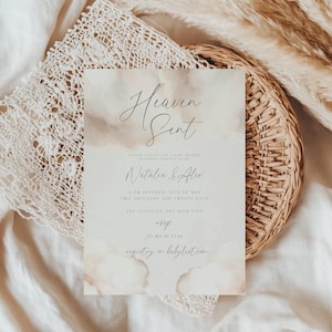 Heaven Sent Baby Shower-inbjudan: Molntema (digitalt och utskrivbart)