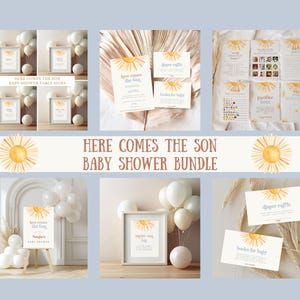 Here Comes the Son-babyshowerbundel | Here Comes the Son Babyshower Evite | Afdrukbaar en digitaal Here Comes the Son babyshowerbundel
