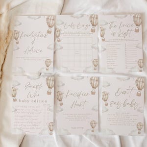 Hot Air Balloon Baby Shower Games Bundle: Neutral Cloud Theme (Printable & Digital)
