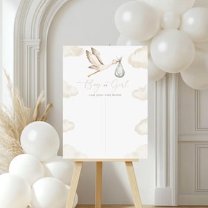 Stork Gender Reveal Vote Board: Neutral Baby Shower Sign (Printable & Digital)
