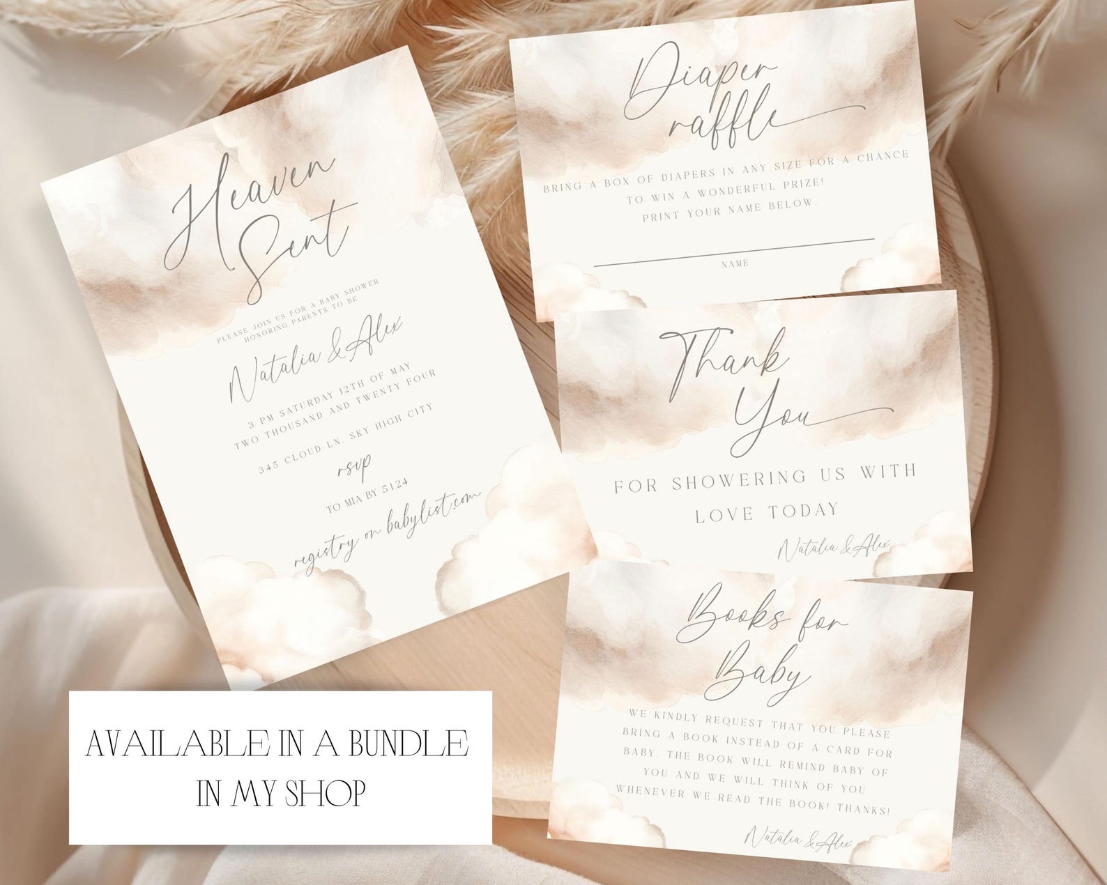 Heaven Sent Baby Shower Invitation A Piece of Heaven Baby Shower Evite ...