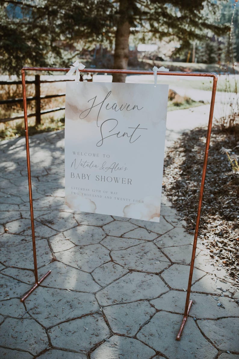 Heaven Sent Baby Shower Welcome Sign: Cloud Theme (18x24 in) image 2