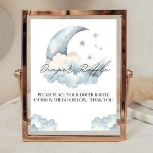 We Love You to the Moon And Back Baby Shower Diaper Raffle Sign | Editable To the Moon And Back Baby Shower Invitation | Starry Baby Shower