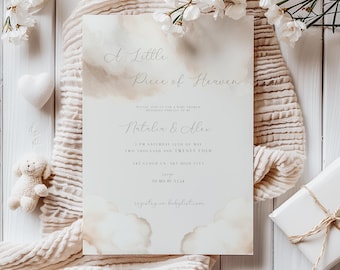 A Little Piece of Heaven Baby Shower Invitation | Editable Little Piece of Heaven Baby Shower Evite | Printable & Digital Heaven Baby Shower