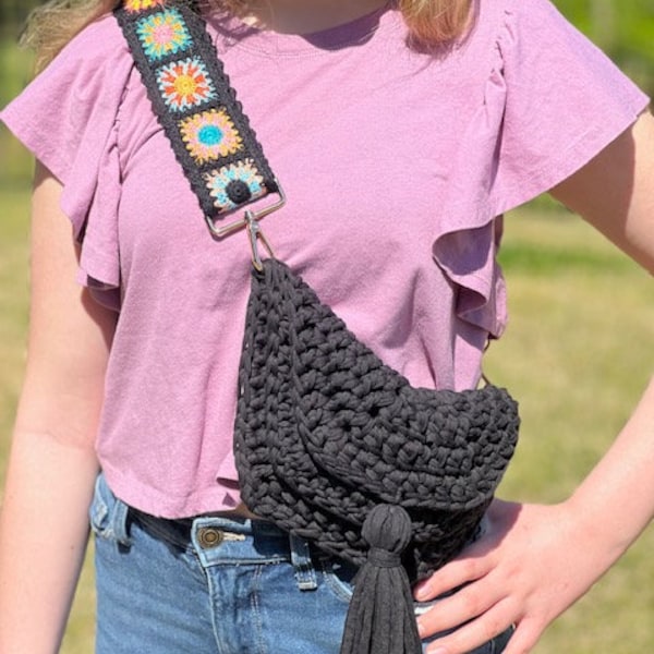 Crochet crossbody boho purse, bum bag, summer bag, sling bag