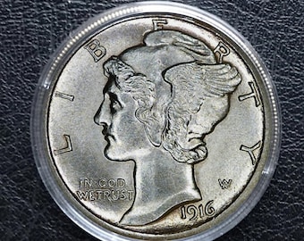 1916年マーキュリーダイム米国記念コレクターコイン歴史的アンティーク