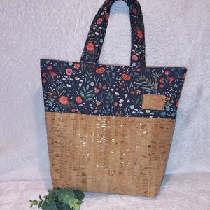 Korktasche, Shopper, Tote Bag, Handtasche Blumen