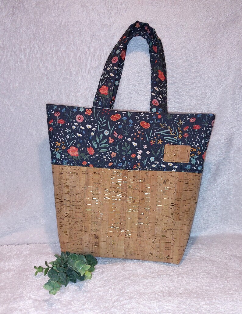 Korktasche, Shopper, Tote Bag, Handtasche Blumen