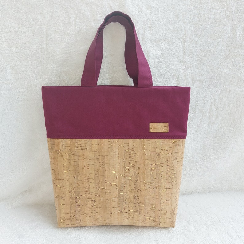 Korktasche, Shopper, Tote Bag, Handtasche Brombeere