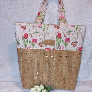 Korktasche, Shopper, Tote Bag, Handtasche Tulpen