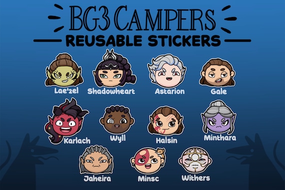 BG3 Companion Campers Reusable Stickers Baldur's 