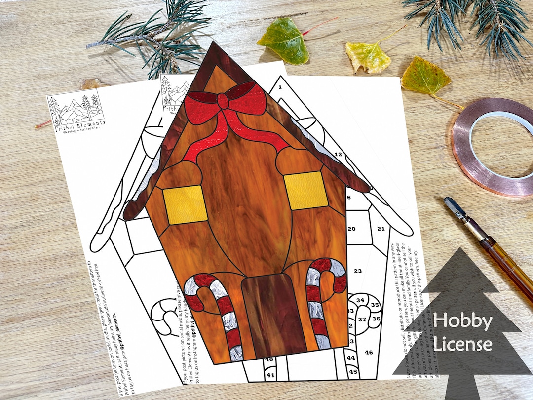 Gingerbread House Pattern Stained Glass Gingerbread House Etsy