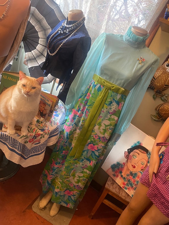 1960s flower power maxi dress - image 2