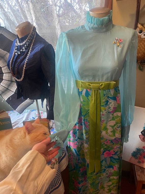 1960s flower power maxi dress - image 1