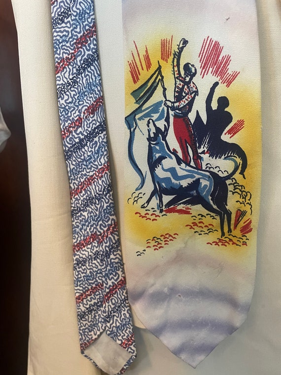 Fabulous 1940s hand painted matador tie
