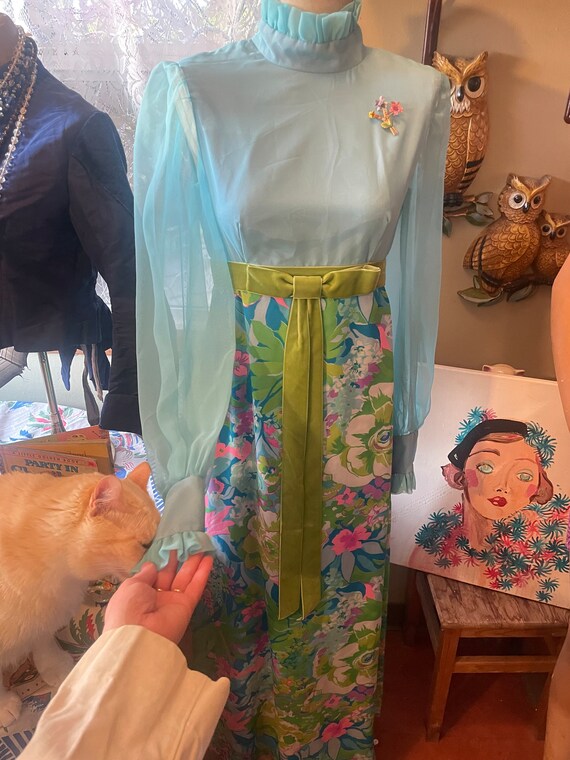 1960s flower power maxi dress - image 3