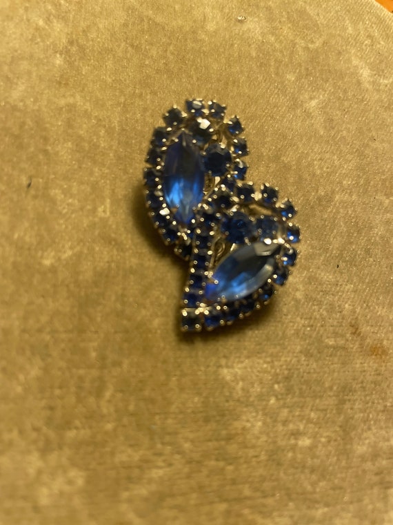 Sparkling blue rhinestone earrings of the 1950s - image 1