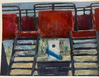 Noguchi Playscape @ Piedmont Park Painting (slide in slide) - Atlanta, Georgia - 12&quot; x 9&quot; Gouache fine art