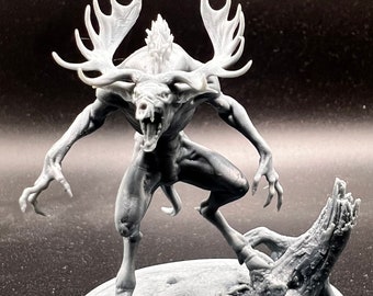 Wendigo Miniature 32mm Scale - Unpainted Ideal for D&D and Tabletop Games - 3D Resin Monster Figure - Unique RPG Fantasy Creature Model